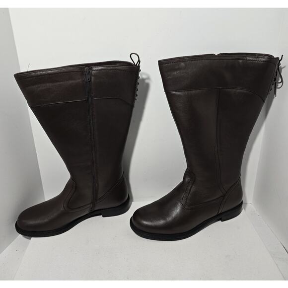 David Tate Women's Vermont Boots 13 W Brown Soft Leather Lace-Up Wide Calf NEW - Picture 4 of 10